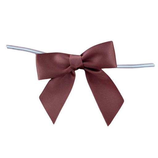 Brown Satin Pre-Tied Bows - 3" Wide, Set of 10