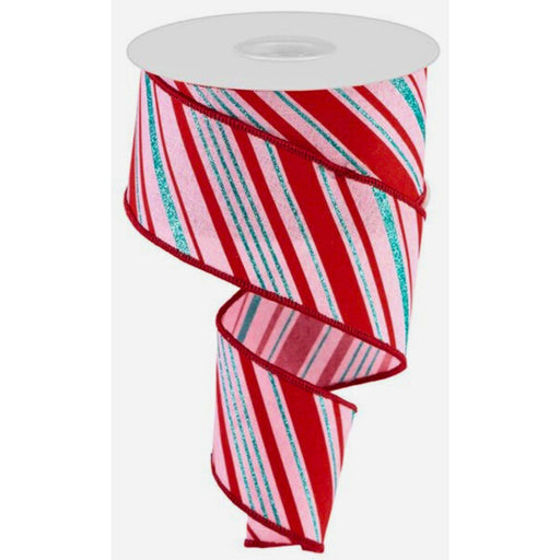 Red Green Candy Cane Ribbon - 2 1/2" x 10 Yards