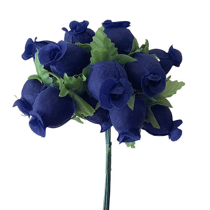 Royal Blue Artificial Silk Mini Roses - 12 Dozens, 144 Rosebuds Total