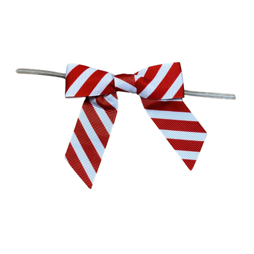 Pre-Tied Striped Christmas Bows - 3 1/4" Wide, Set of 12