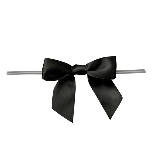 Black Satin Pretied Gift Bows - Set of 10, 3" Wide