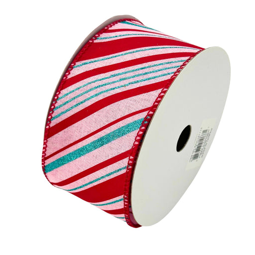 Red Green Candy Cane Ribbon - 2 1/2" x 10 Yards