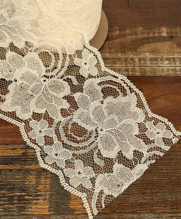 Ivory Floral Lace Wedding Ribbon - 4" x 10 Yards