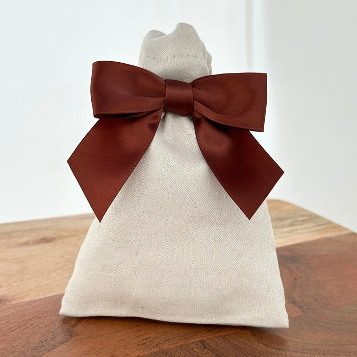 Brown Satin Pre-Tied Bows - 3" Wide, Set of 10