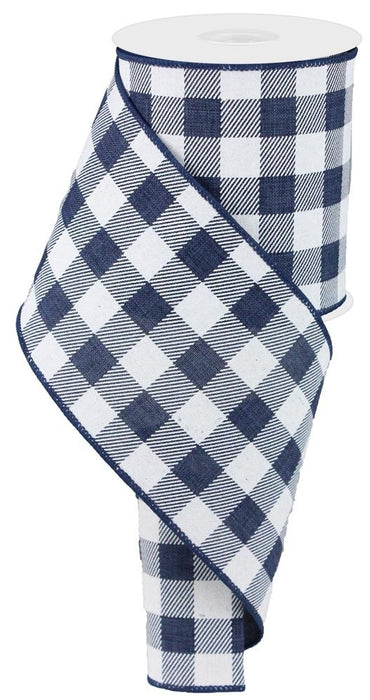 navy white plaid ribbon