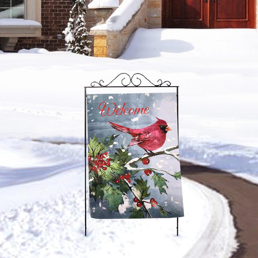 large red cardinal garden flag