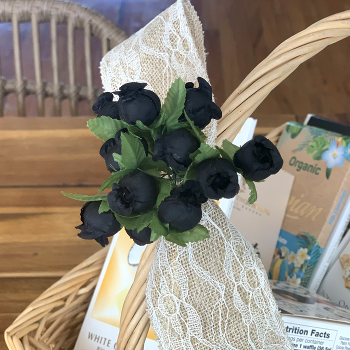 Black Artificial Silk Mini Roses - 12 Dozens, 144 Rosebuds Total