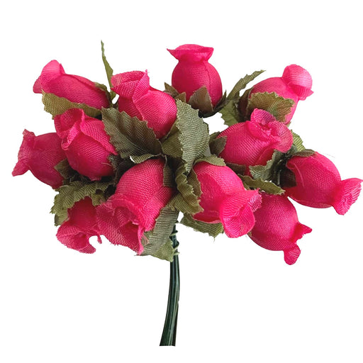 Hot Pink Artificial Silk Mini Roses - 12 Dozens, 144 Rosebuds Total