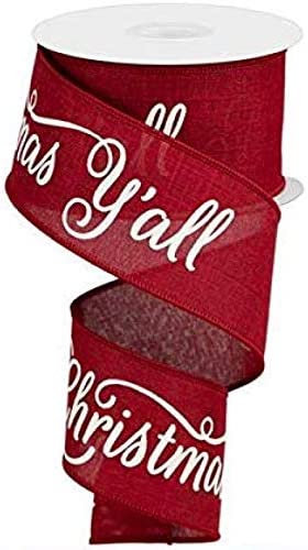 Merry Christmas Y'all Wired Ribbon - 2 1/2 x 10 Yards — GiftWrap Etc