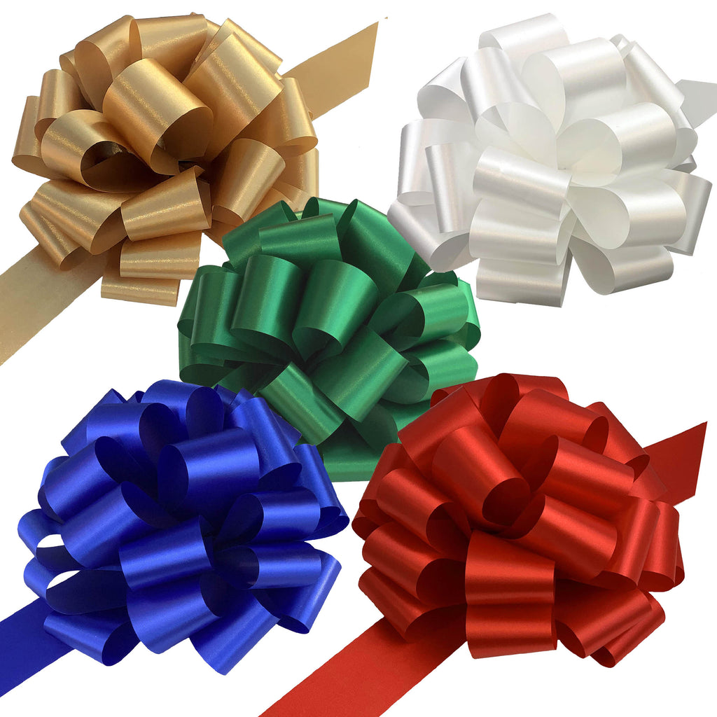 GiftWrap Etc. Large Assorted Gift Pull Bows - 9 Wide, Set of 9, Christmas  Presents, Red, Green, Blue, White, Bows for Gifts, Easter, Boxing D