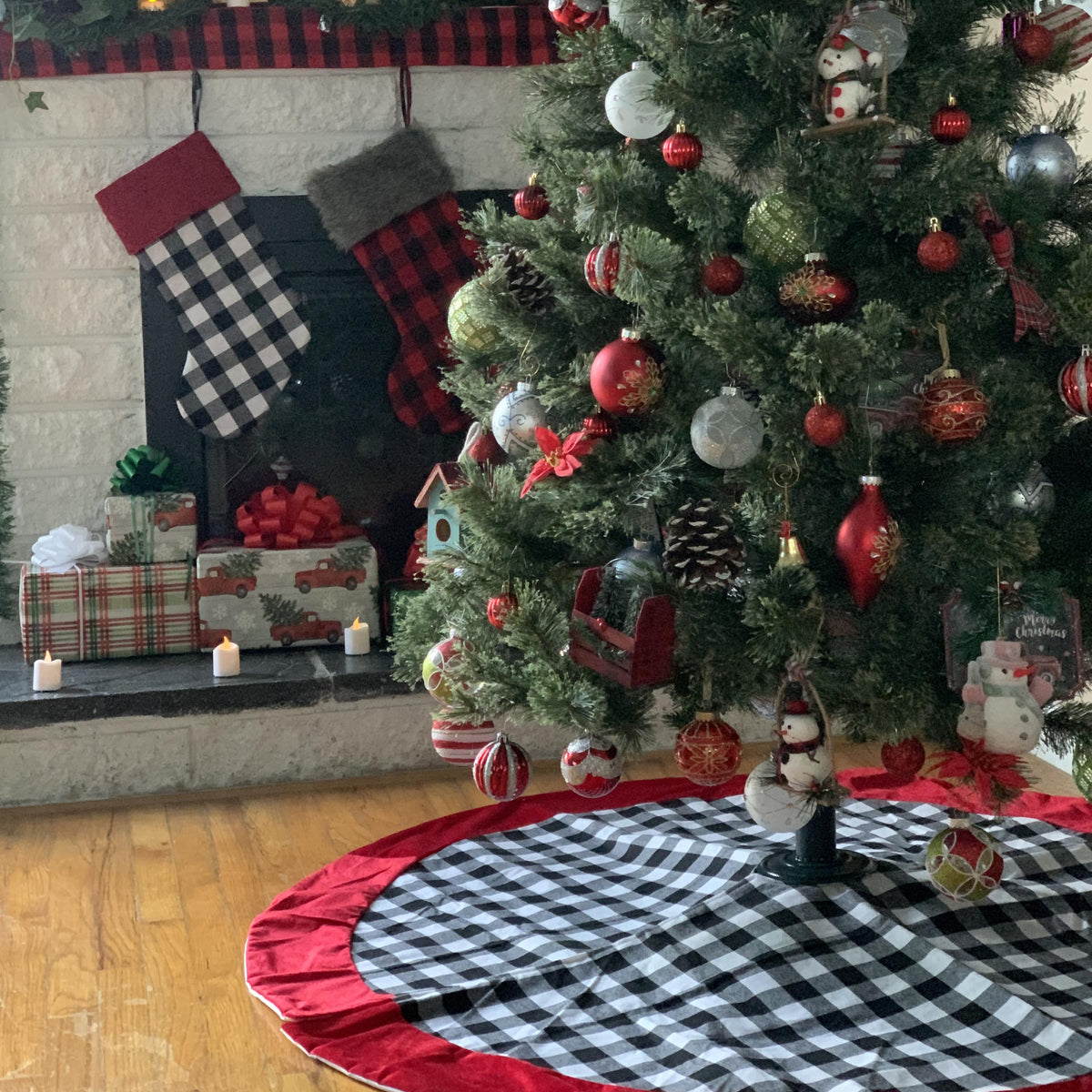 Buffalo Plaid Christmas Tree Skirt, Buffalo Check Tree Skirt