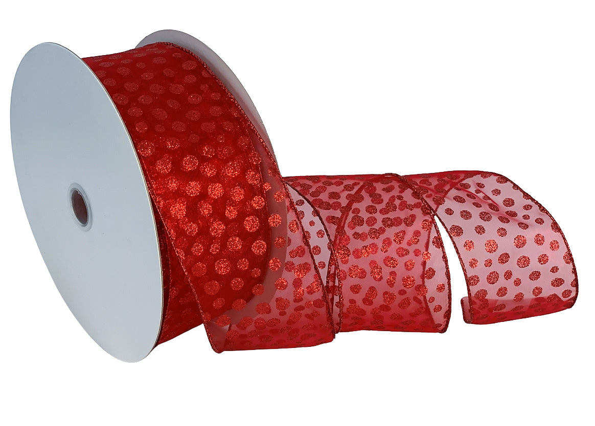Red Valentine Ribbon ( 2.5 Inch X 10 Yards ) - Wired Edge