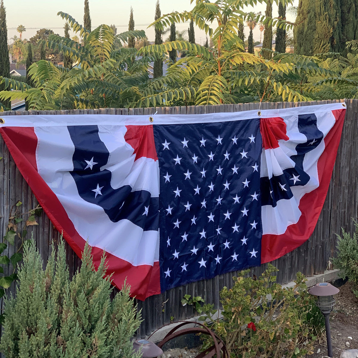 Patriotic Bunting Banner American Flag - 3' x 9' Pleated Fan Flag